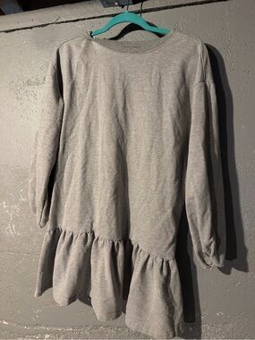 Heather Gray Ruffle-Hem Casual Dress